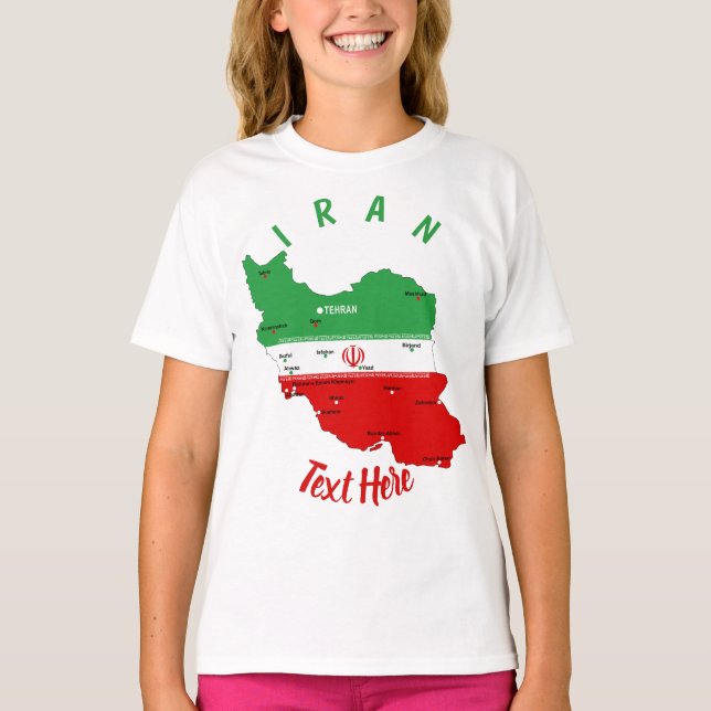 Irans karta med flagga och emblem t shirt (Framsida)