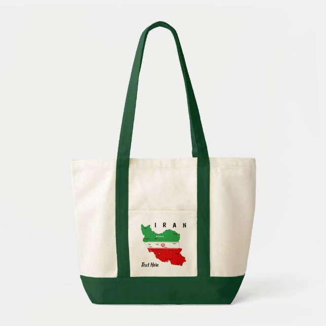 Irans karta med flagga och emblem tygkasse (Framsidan)