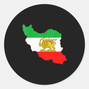 Irans karta med lejon och sol emblem, persisk flag runt klistermärke