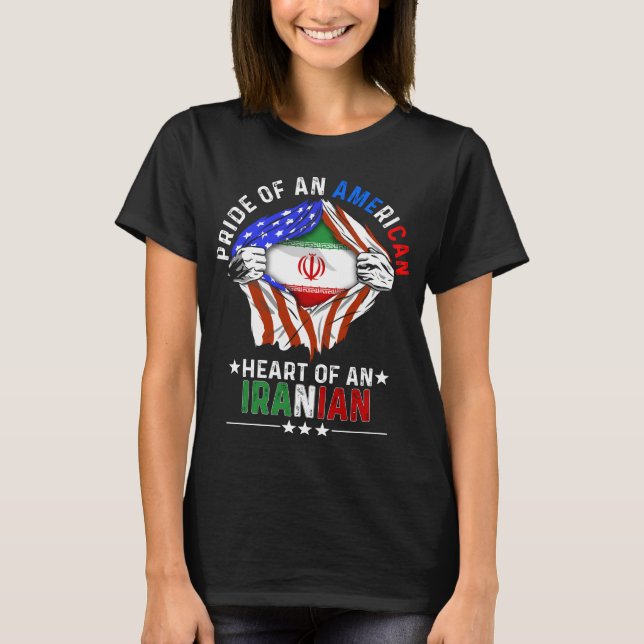 Iransk amerikansk Land Iran Flagga T Shirt (Framsida)