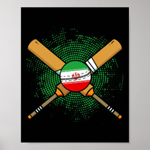 Iransk cricketracket och Ll flagga Iran Poster