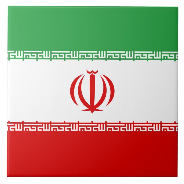 Iranska Flagga (Iran) (persiska) Kakelplatta (Framsidan)