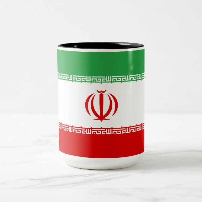Iranska Flagga (Iran) (persiska) Två-Tonad Mugg (Center)