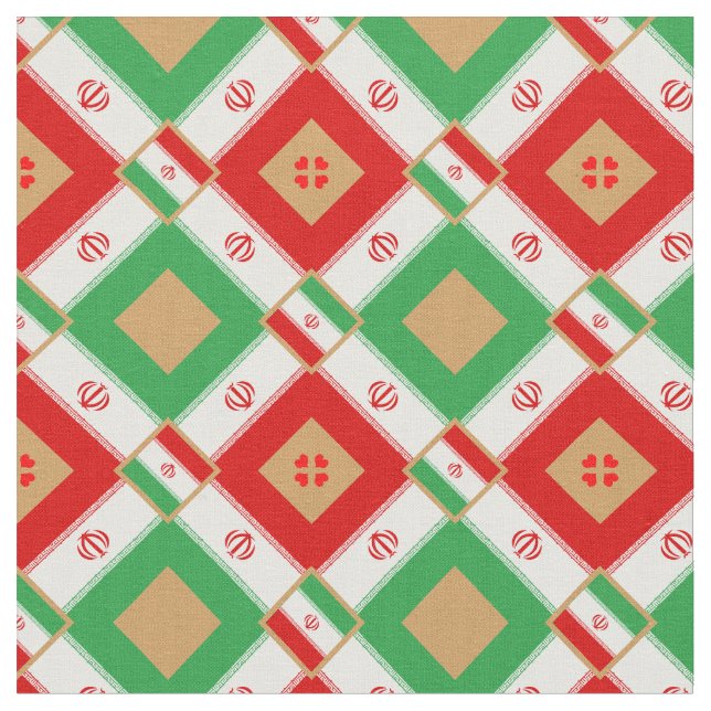 Iranska Flagga & Iran Trendig Fabric mode Tyg (Närbild)
