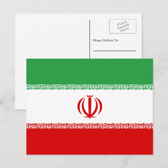 Iranska Flagga, Irans Flagga Vykort (Fram/baksida)