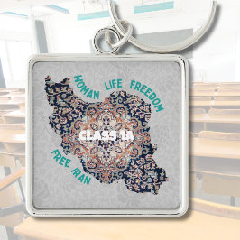 Iranska julgåvor i bulk för Studenter Grått Fyrkantig Silverfärgad Nyckelring