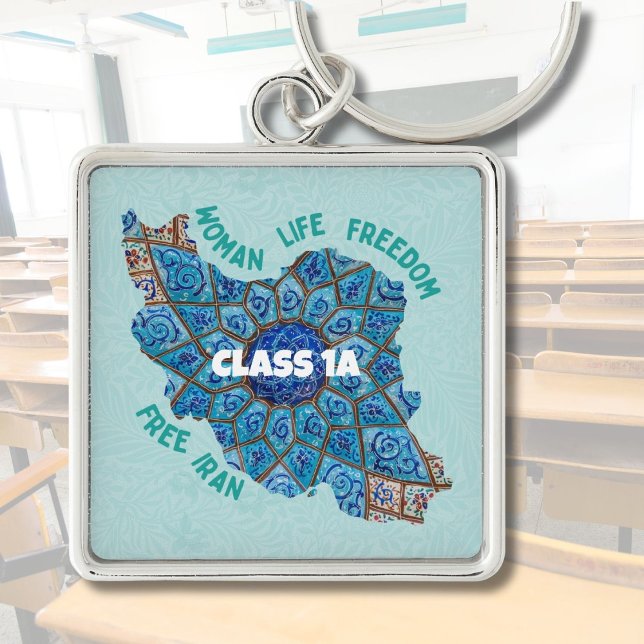 Iranska julklappar i Bulgarien för Studenter Fyrkantig Silverfärgad Nyckelring (Iranian Christmas Gifts in Bulk for Students)