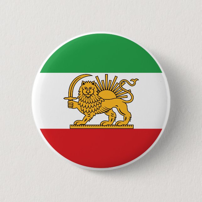 Iranska Lejon och Sol Historiska Flagg Emblem Knapp (Framsida)