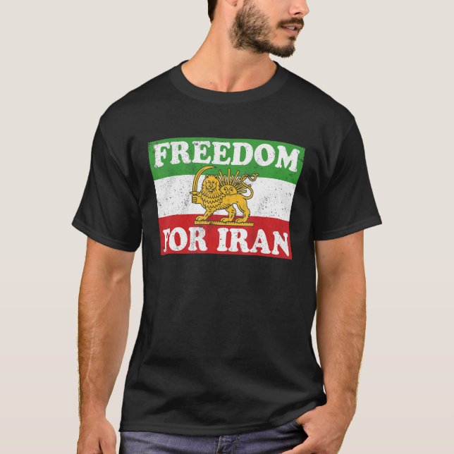 Iranska Lejona Flagga FREEDOM FÖR IRAN Support Wom T Shirt (Framsida)