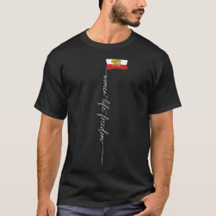 Iranska lejona sol-Flagga, kvinnlig fist, stödkvin T Shirt