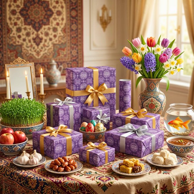 Iranska nyårsfirande Nowruz Födelsedagsfest Event  Presentpapper (Iranian New Year Nowruz Birthday Party Event Gifts Wrapping Paper)