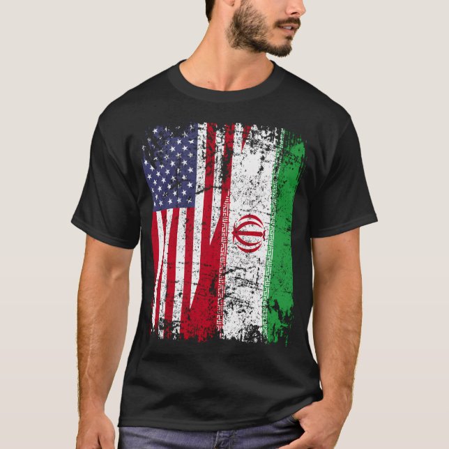 Iranska rötter Halamerikanska Flagga USA Iran Flag T Shirt (Framsida)