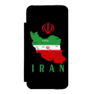 Iranskarta med flagga och emblem