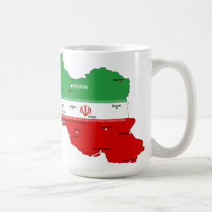 Iranskarta med flagga och emblem kaffemugg
