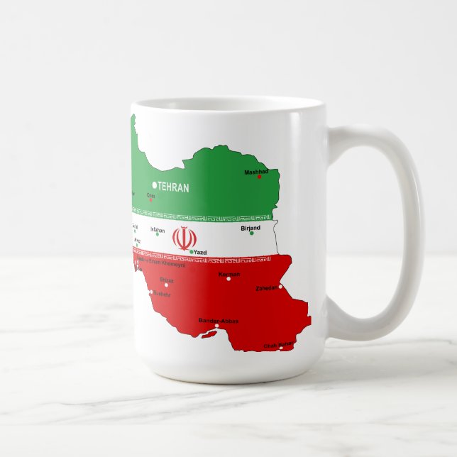 Iranskarta med flagga och emblem kaffemugg (Höger)
