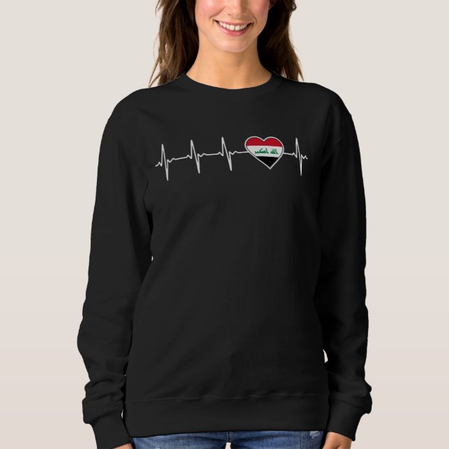 Iraq Heartbeat Iraqi Flag and Heart Love Family Co T Shirt (Framsida)