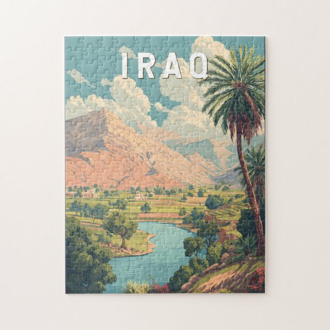 Iraq Illustration Travel Art Vintage Pussel (Vertikal)