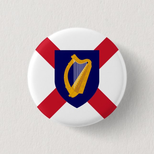 Ireland Badge - Kor & Harp Shield Knapp (Framsida)