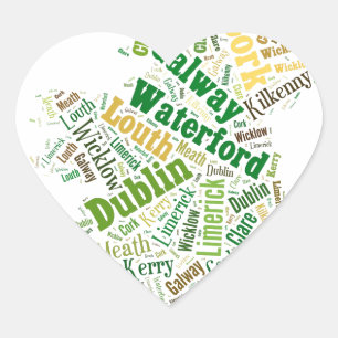 Ireland Cities Ord Art Hjärtformat Klistermärke