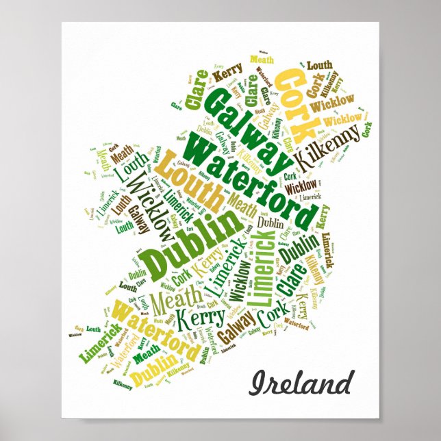 Ireland Cities Ord Art Poster (Framsidan)