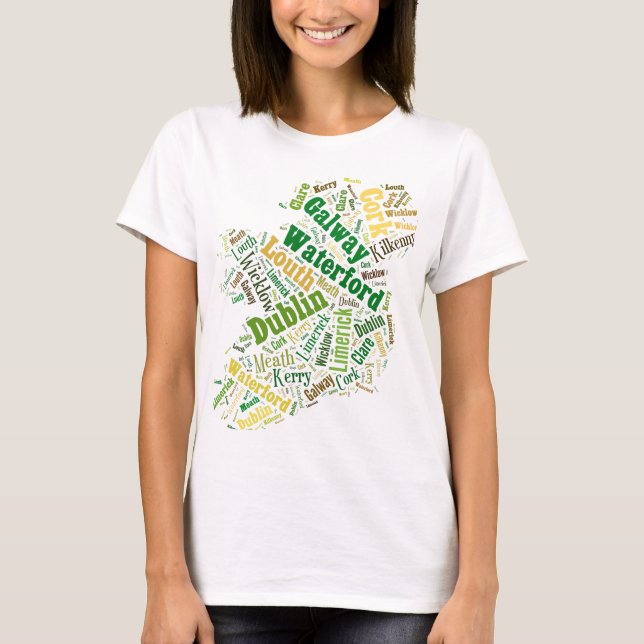 Ireland Cities Ord Art T Shirt (Framsida)