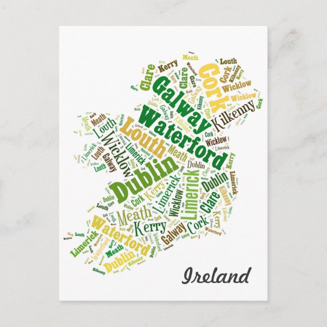Ireland Cities Ord Art Vykort (Framsida)