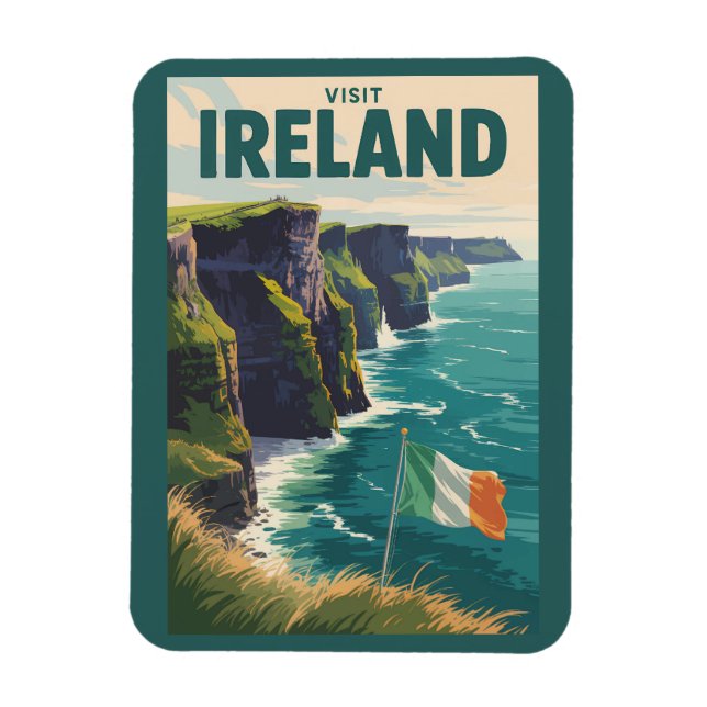 Ireland Cliffs of Moher Illustration Travel Art Magnet (Vertikal)
