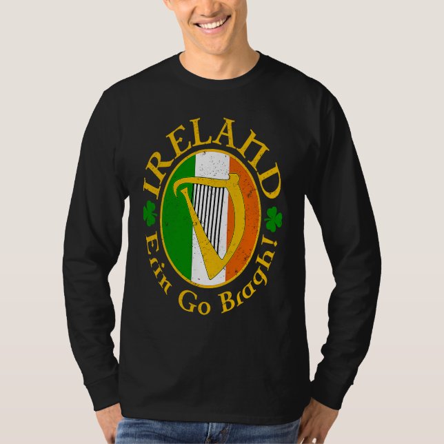 IRELAND Erin Go Bragh! Irish Harp T Shirt (Framsida)