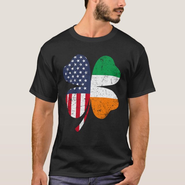 Ireland Flag Irish St Patrick s Day USA Flag Lucky T Shirt (Framsida)