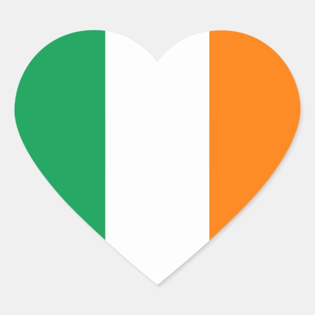 Ireland Flagga Heart Sticker Hjärtformat Klistermärke (Framsida)