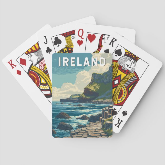 Ireland Illustration Travel Art Vintage Casinokort (Baksidan)