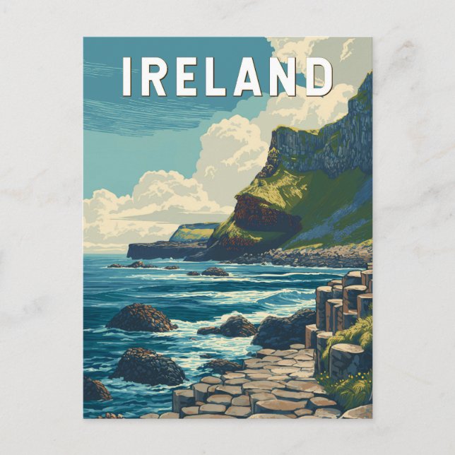 Ireland Illustration Travel Art Vintage Vykort (Framsida)