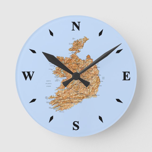 Ireland Karta Clock Rund Klocka (Framsida)