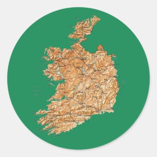 Ireland Karta Sticker Runt Klistermärke
