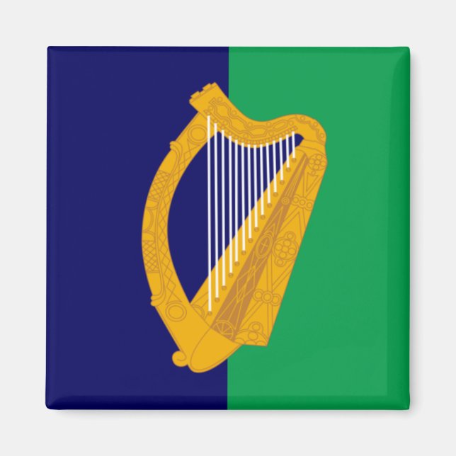 Ireland Magnet - Harp on Blue & Grönt (Framsidan)