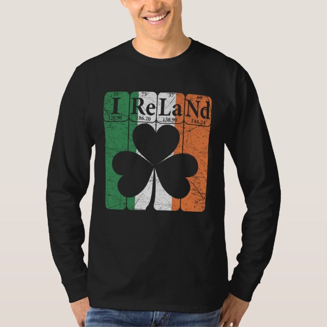 Ireland Periodic Table Elements Irish Flag Shamroc T Shirt (Framsida)