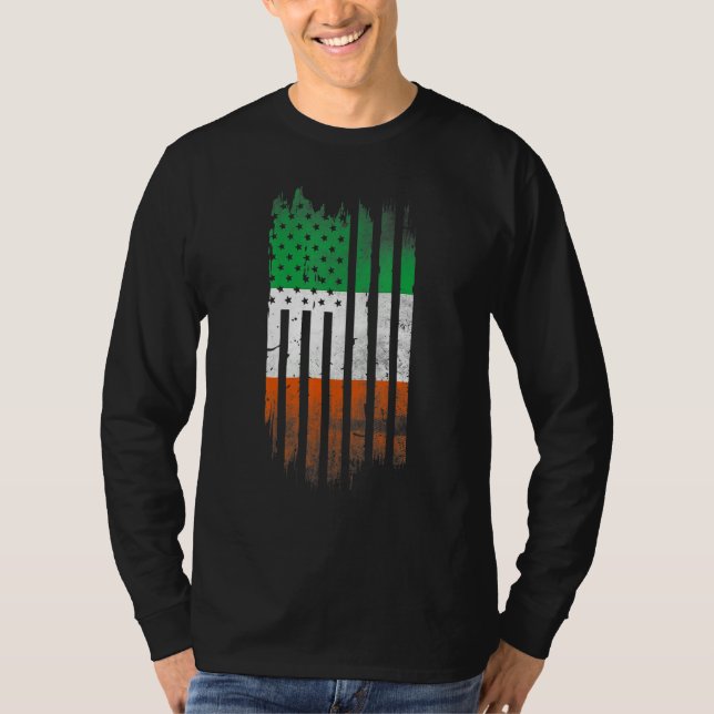 Ireland Shamrock American flag Patrick's day Cool  T Shirt (Framsida)