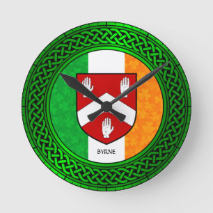 Ireland Shamrock Flagga - Byrne Rund Klocka
