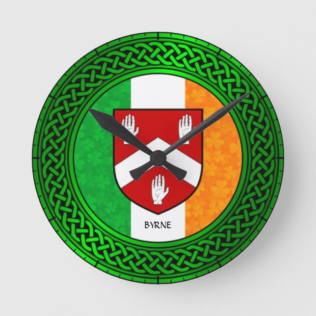 Ireland Shamrock Flagga - Byrne Rund Klocka (Framsida)