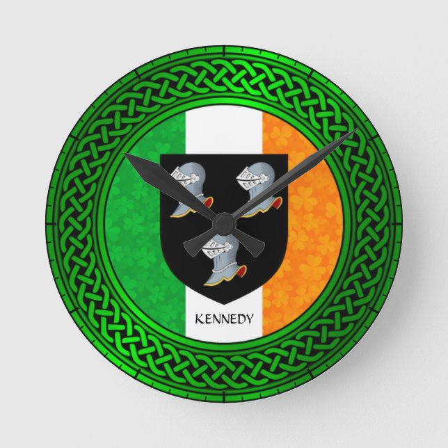 Ireland Shamrock Flagga - Kennedy Rund Klocka (Framsida)
