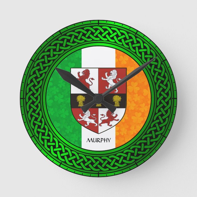 Ireland Shamrock Flagga - Murphy Rund Klocka (Framsida)