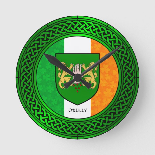Ireland Shamrock Flagga - O'Reilly Rund Klocka (Framsida)