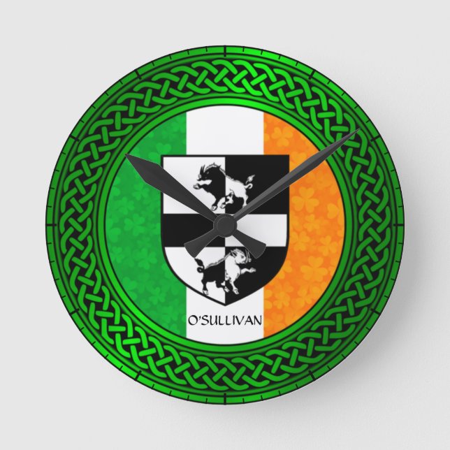 Ireland Shamrock Flagga - O'Sullivan Rund Klocka (Framsida)