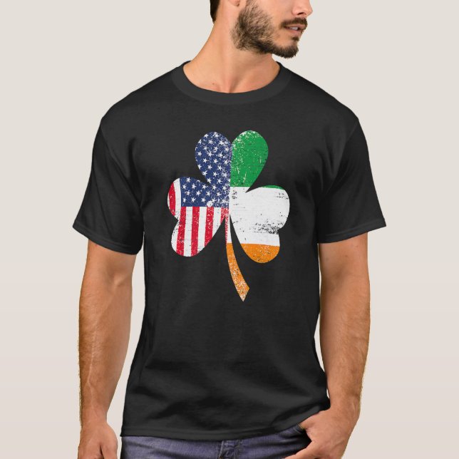 Ireland Shamrock St Patricks Day IRISH US FLAG Pre T Shirt (Framsida)