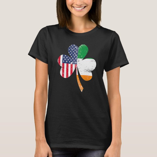 Ireland Shamrock St Patricks Day IRISH US FLAG Pre T Shirt (Framsida)