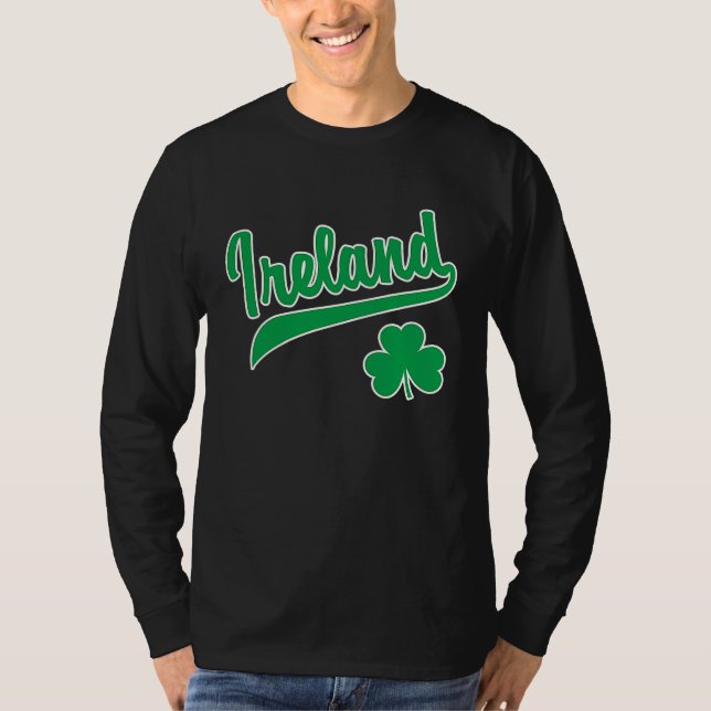 Ireland Sports Script Shamrock Green Print White O T Shirt (Framsida)