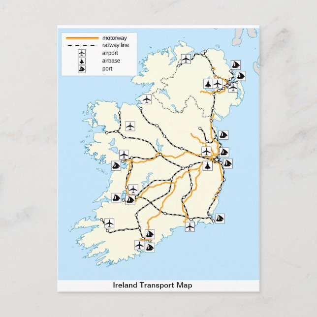 Ireland Transport Karta, Irish vycard. Vykort (Framsida)