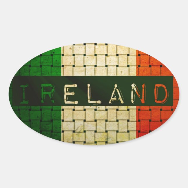 Ireland Woven Flagga Ovalt Klistermärke (Framsida)