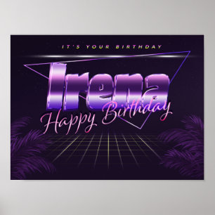 Irena Namn Vorname lila retro Poster Geburtstag
