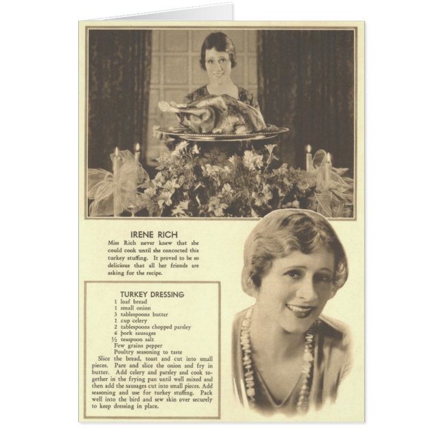Irene Rik Turkey Dressing Recipe Hälsningskort (Framsidan)